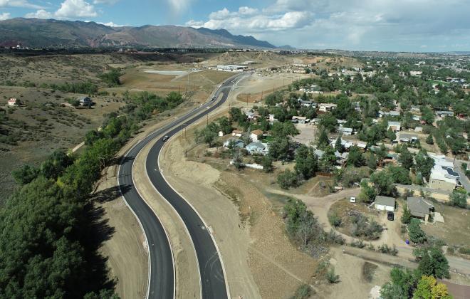 aerial view of new road